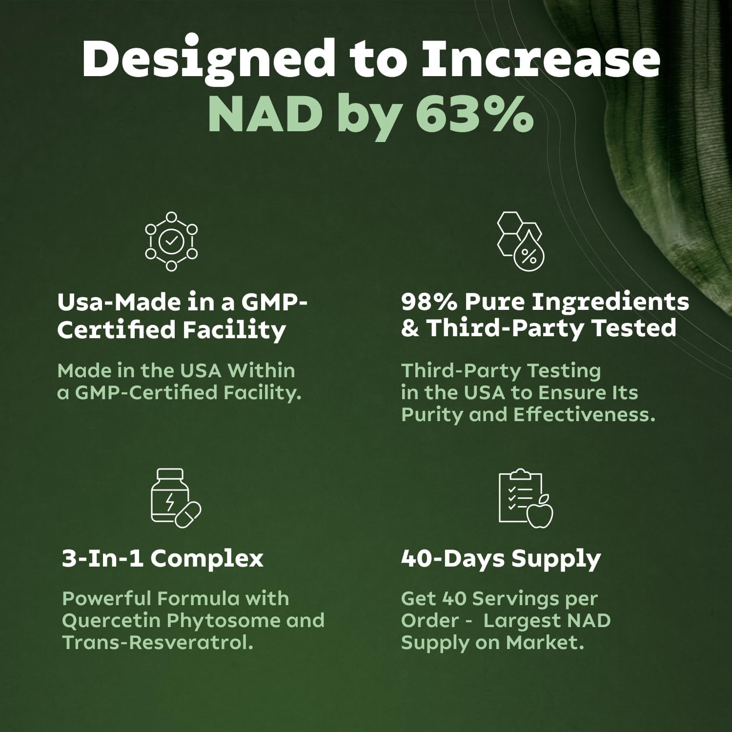 High Purity NAD Supplement for Anti-Aging, Energy, Focus